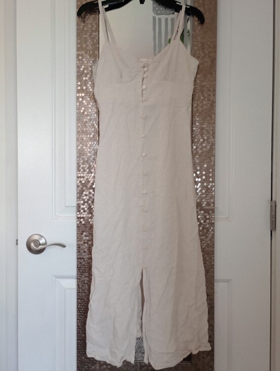 Monteau Dresses & Skirts - Monteau Linen Blend Button Front Midi Dress